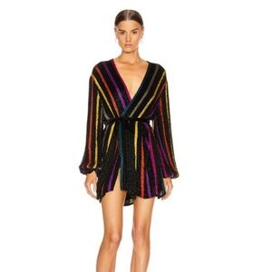 Retrofete Gabrielle Robe Dress in Multi Thin Stripe